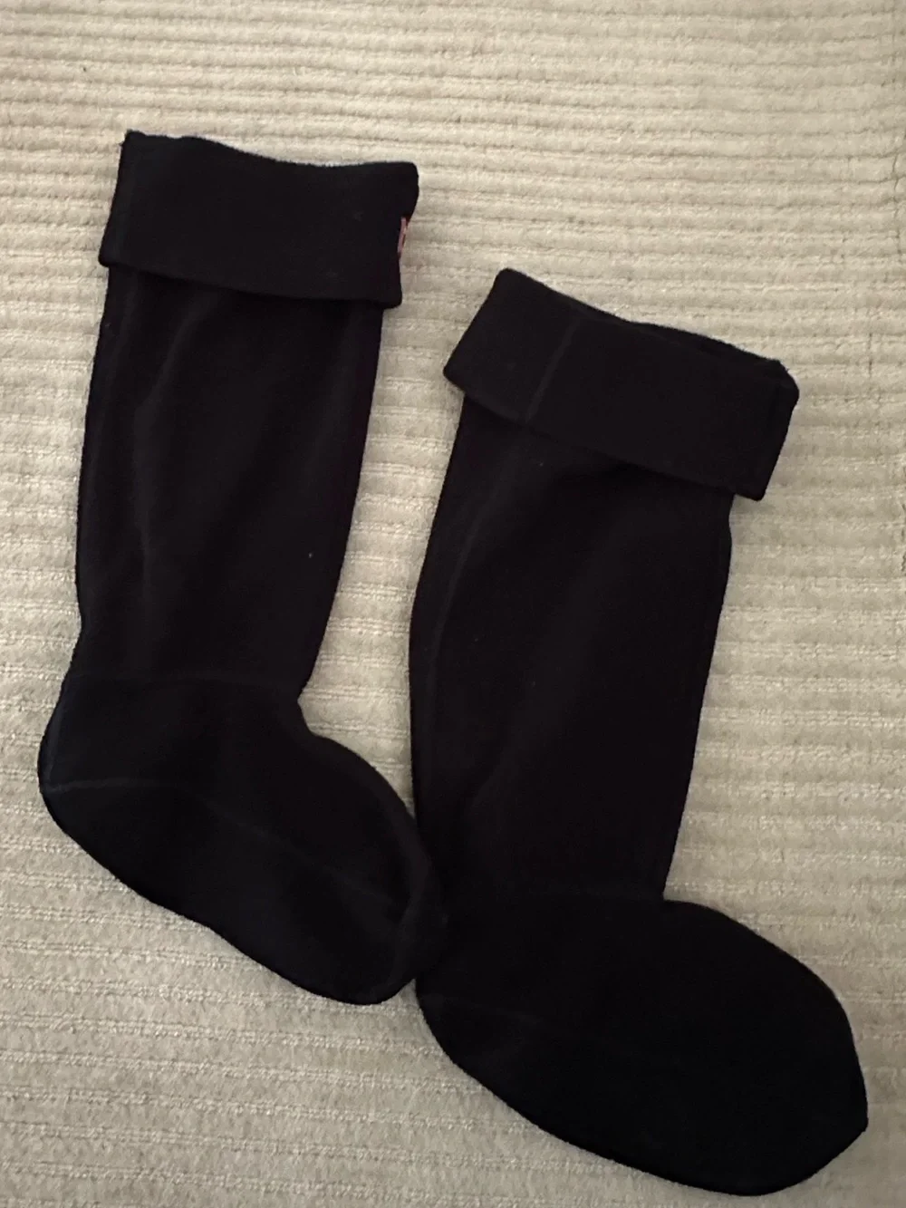 Hunter Black Fold-Over Tall Socks with Logo Patch size M